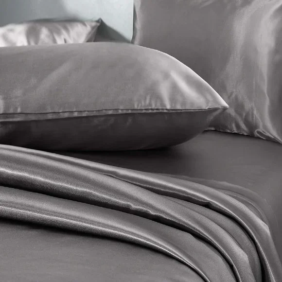 King Sz 4 Pc Bed Sheet Set Silky Smooth Satin Deep Pocket X002YMM88F - Picture 5 of 6